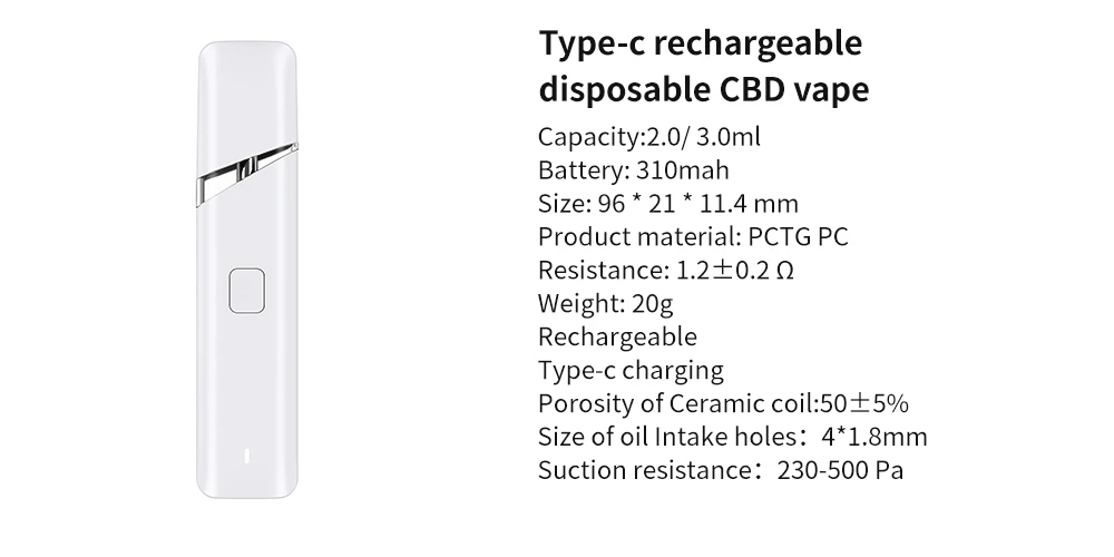 Type-c rechargeable disposable CBD vape